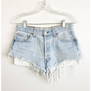 Vintage Levi's 501 button fly cut off denim shorts light wash size 25